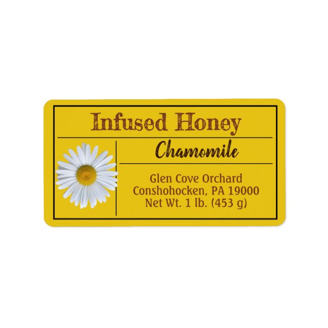 Étiquette Produit de miel infusé de chamomille (Devant)