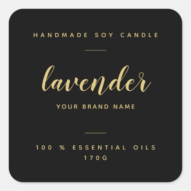 Étiquette produit d'emballage en or noir personnal (Devant)