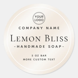 Étiquette produit rond élégant au champagne léger