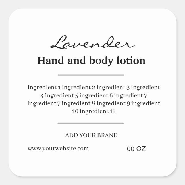 Étiquette produit simple en noir et blanc (Devant)