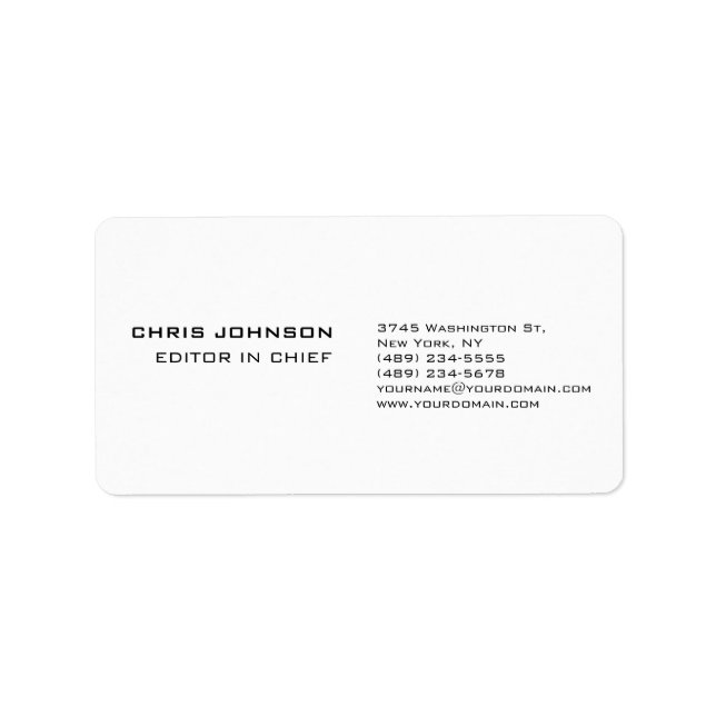 Étiquette Professionnel Moderne Plain Simple Premium Silk (Devant)