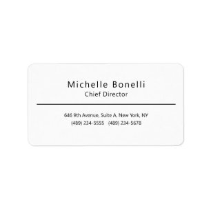 Étiquette Professionnel Simple Moderne Minimaliste Blanc