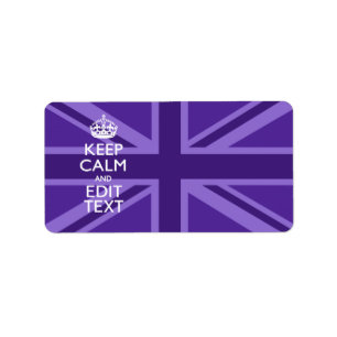 Étiquette Purple Accent Keep Calm and Your Text Union Jack