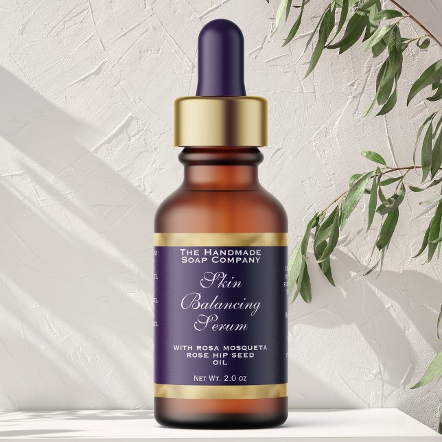 Étiquette Purple and Gold Cosmetics Dropper Bottle Label  (Créateur téléchargé)