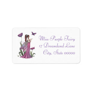 Étiquette Purple Poppy Fairy and Butterfly Imaginaire Art