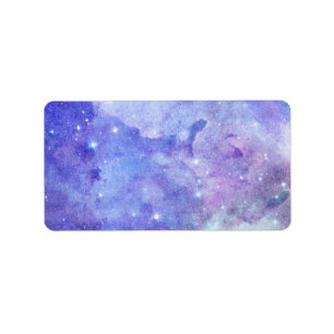 Étiquette Purple Watercolor Starry Sky Space Lover Galaxy