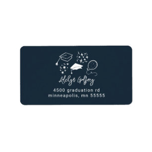 Étiquette Quirky Graduation Icônes Navy Blue Adresse de reto