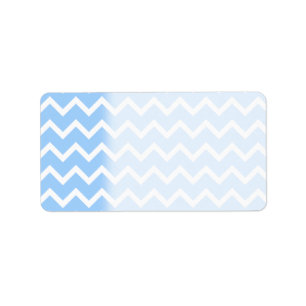 Étiquette Rayures bleu-clair et blanches de zigzag