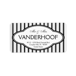 Étiquette Rayures de M. et de Mme Surname Bold Black Mod