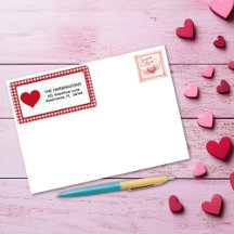 Red and White Plaid Gingham Valentine Heart