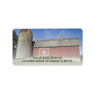 Étiquette Red Barn, Silo et Blue Sky Adresse de retour