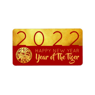 Étiquette Red Gold Chinese Tiger coupé en papier 2022 AL