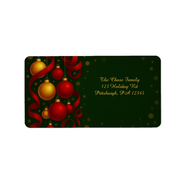 Étiquette Red & Gold Ornament shipping (Devant)
