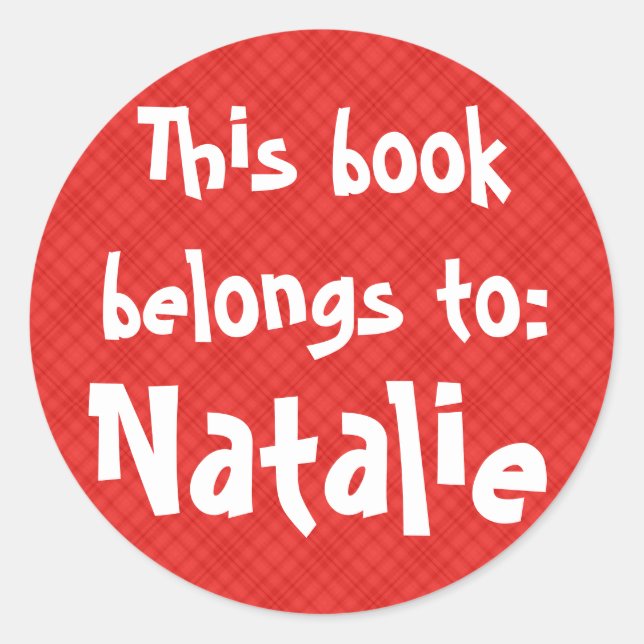 Étiquette Red Plaid "Ce Livre Appartient À" (Devant)