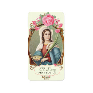 Étiquette Religieux Sainte-Lucie Vintage rose Roses Étiquett