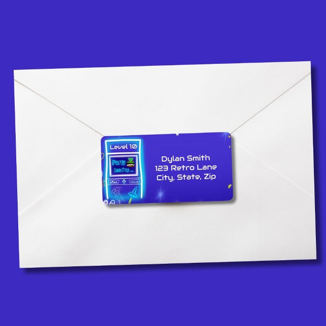 Étiquette Retro Arcade Power Up Jeux Anniversaire (Créateur téléchargé)