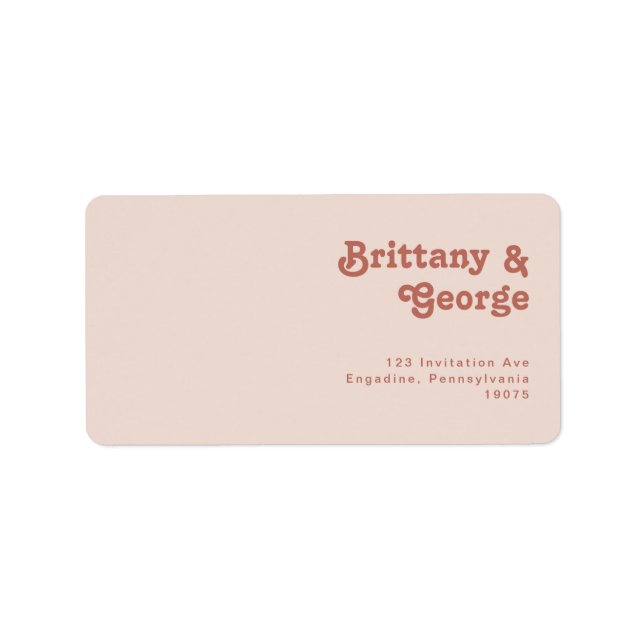 Étiquette Rétro simple | Blush Wedding RSVP Adresse de retou (Devant)
