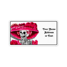 Rire Skeleton Woman dans Red Bonnet