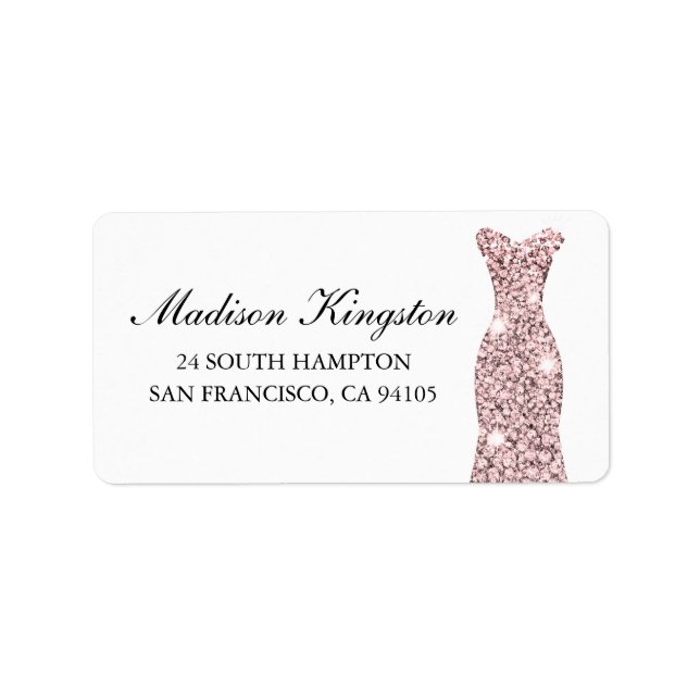 Étiquette Robe rose gold pailletée pour anniversaire ou mari (Devant)