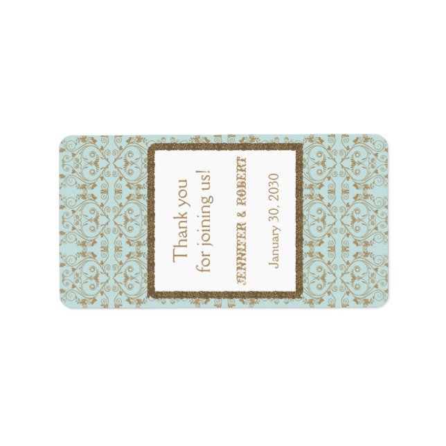 Étiquette Robin Oeuf Bleu Or Mariage damassé Lip Balm Étique (Devant)