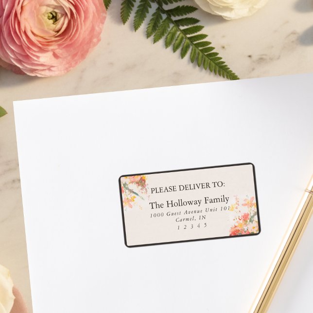 Étiquette Romantic Blush Painted Floral Wedding (Romantic Blush Painted Floral Wedding Label)