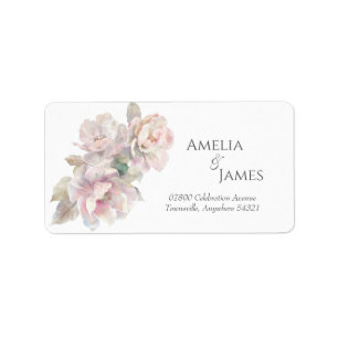 Étiquette Romantic Blush Peony Floral Mariage Adresse