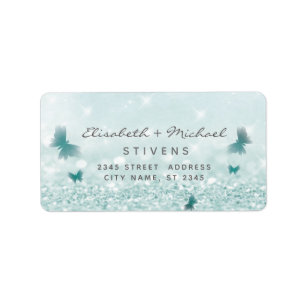 Étiquette Romantique scintilité papillon script mariage étiq