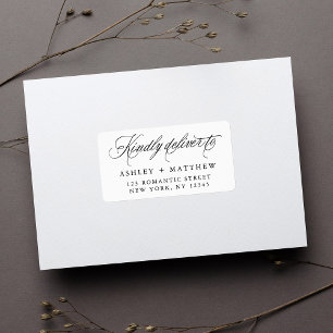 Étiquette Romantique Tourbillonnant Calligraphie Adresse de 
