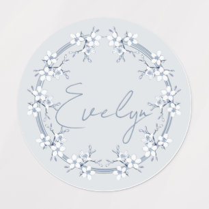 Étiquette rond Design gris bleu classique