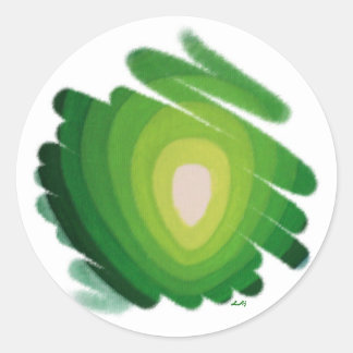 Étiquette ronde Coeur Chakra Green Energy Spirales