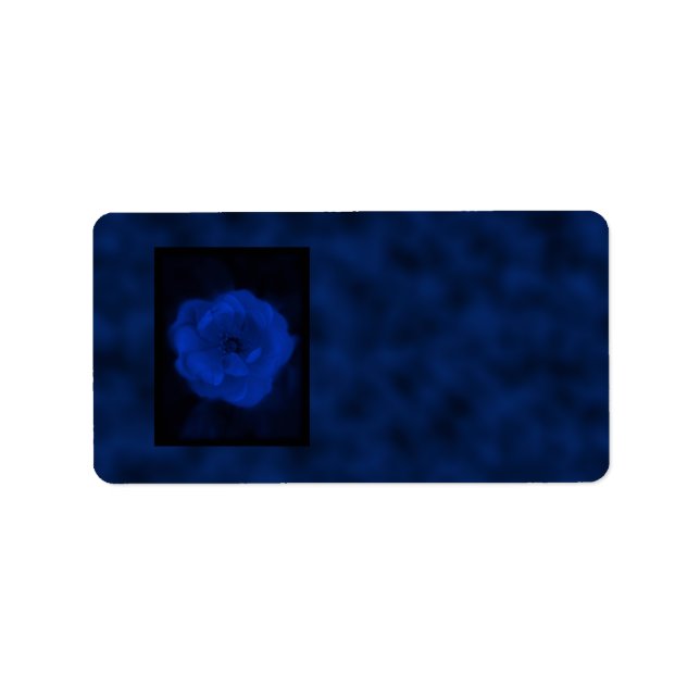 Étiquette Rose bleu. Avec le noir et le bleu profond. (Devant)