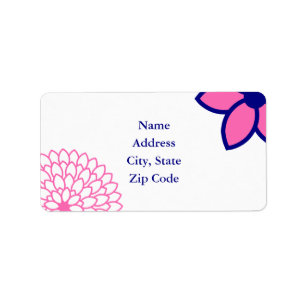Étiquette Rose chaud personnalisé et bleu marine moderne Flo