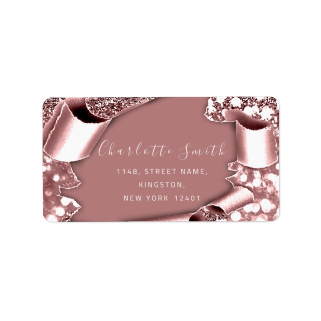 Étiquette Rose de Parties scintillant de trame 3D RSVP Maria (Devant)