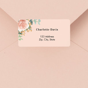 Étiquette Rose gold floral verdure adresse de retour