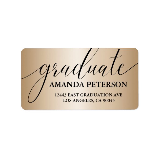 Étiquette Rose Gold Foil Black Luxury Typographie Gradué (Devant)