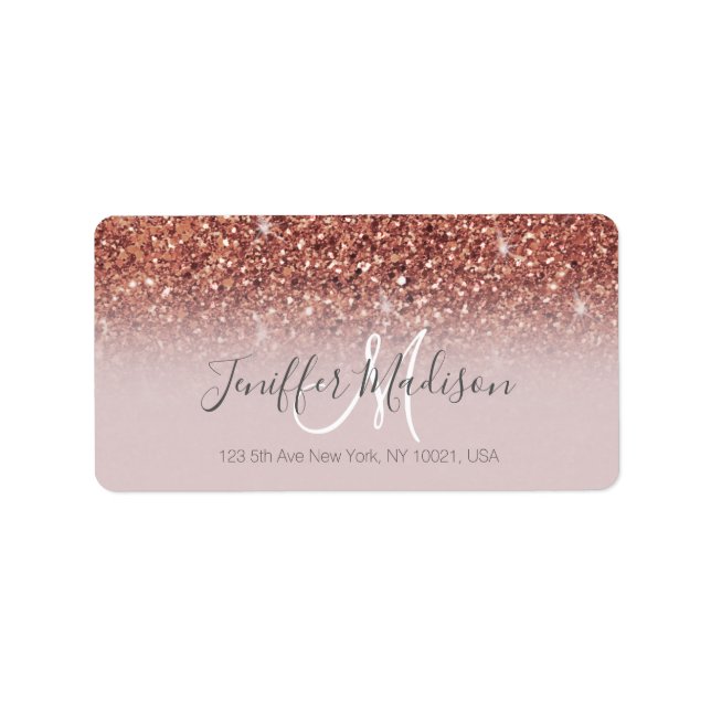 Étiquette Rose Gold Glitter Drips (Devant)