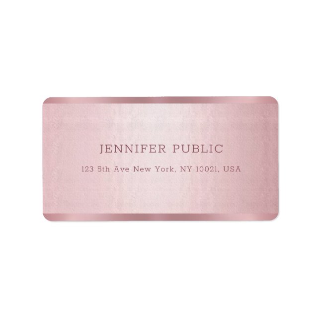 Étiquette Rose Gold Modern Professional Modèle Adresse (Devant)