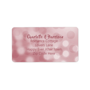 Étiquette Rose Gold Pink Modern Bokeh Glam Détails Mariage