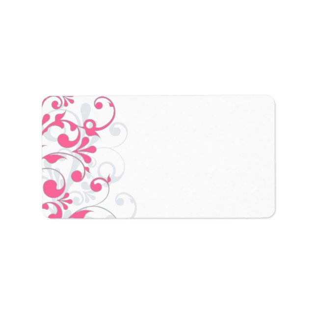 Étiquette rose gris Abstrait Floral Mariage Blank Adresse (Devant)