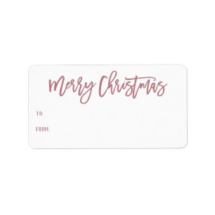 Étiquette Rose Lettré main Joyeux Noël Script cadeau