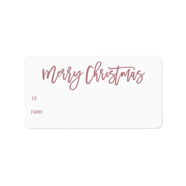 Étiquette Rose Lettré main Joyeux Noël Script cadeau (Devant)