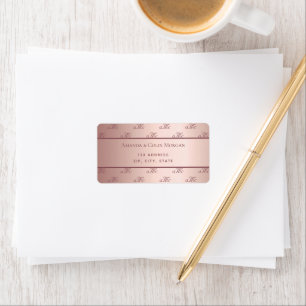 Étiquette Rose or monogramme paraphes mariage