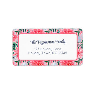 Étiquette Rose Prépa Tropical Floral de Noël