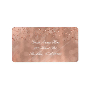 Étiquette Rose Rose Gold Faux Parties scintillant Glamor Inv
