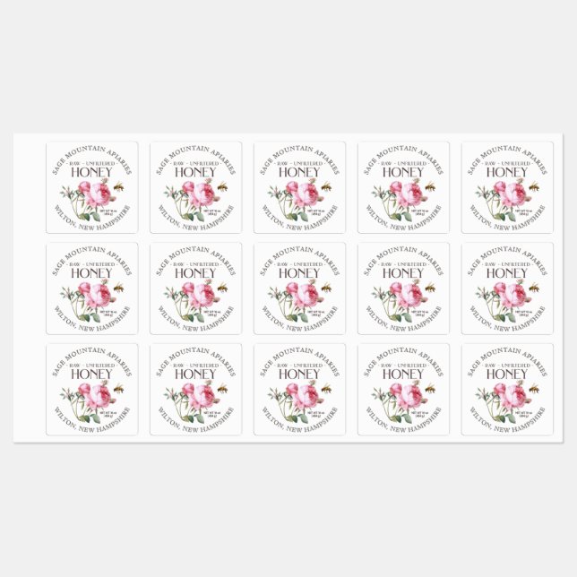 Étiquette rose rose miel brut imperméable (Feuille)