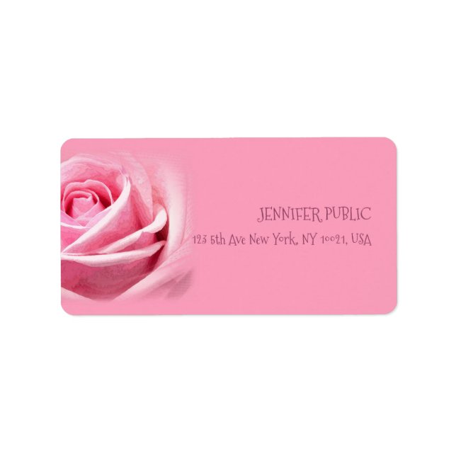 Étiquette Rose Rose Modern Elegant Modèle Adresse (Devant)