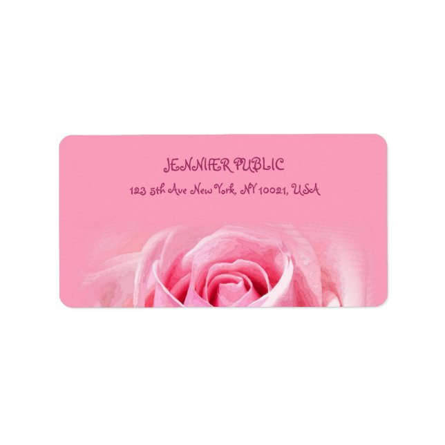 Étiquette Rose Rose Moderne Élégant Modèle Floral Adresse (Devant)