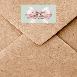 Étiquette Rose sauge rose pâle nœud papillon adresse de reto