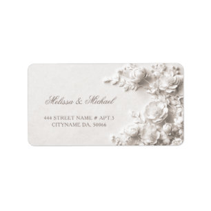 Étiquette Roses d'Ivoire Fleurs 3D    Mariage