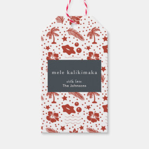 Étiquette rouge de cadeau de Noël hawaïen de Me